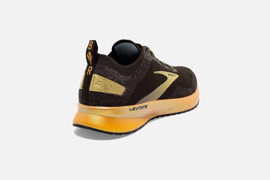 Brooks Running Shoes - Levitate 4 Road Womens - Black/Gold - TOF-425081